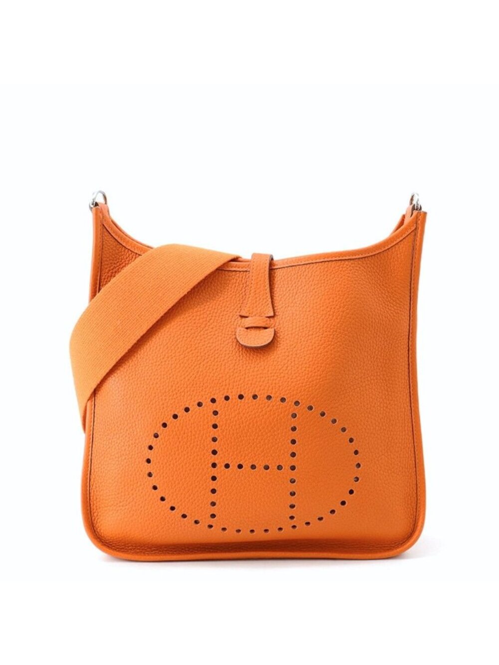 Hermes Shoulder Bag Evelyne 1 PM Orange Silver Taurillon Clemence